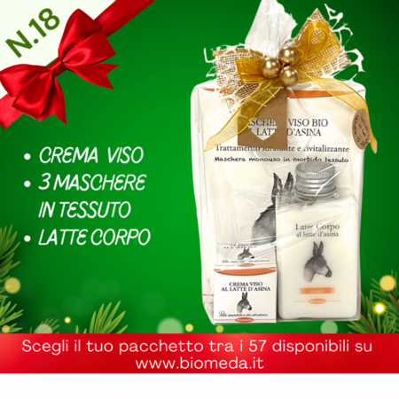 pacchetto regalo per natale composto da prodotti cosmetici al latte d'asina