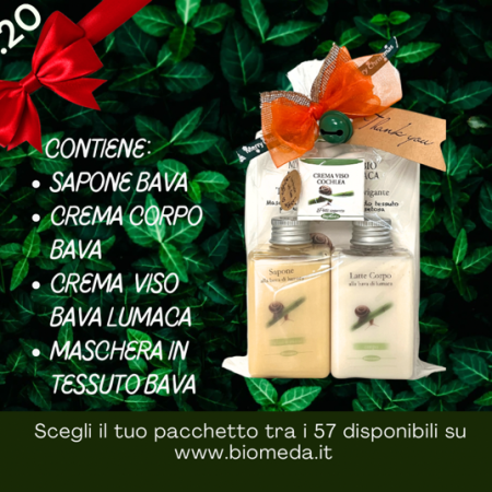 sapone liquido da 100 ml, crema corpo alla bava di lumaca da 100 ml, crema viso alla bava di lumaca e maschera in tessuto alla bava di lumaca